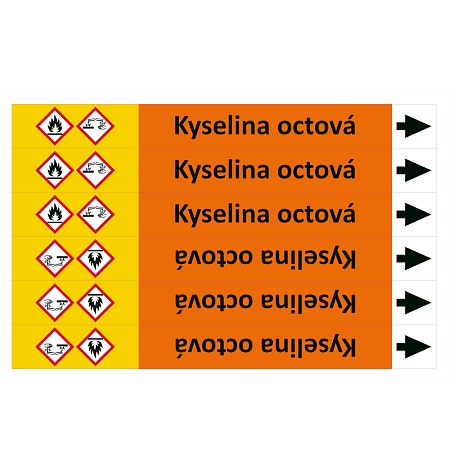 Značení potrubí ISO 20560, kyselina octová